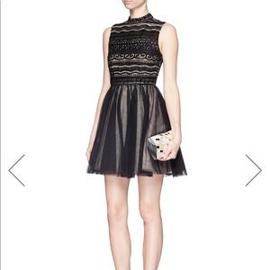 Alice + Olivia Black Embellished Cocktail Dress